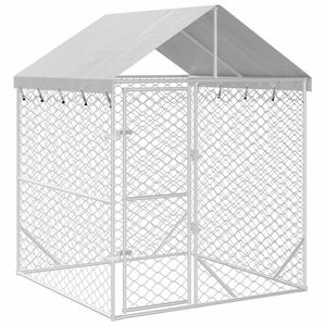 vidaXL Outdoor Dog Kennel with Roof Silver 2x2x2.5 m Galvanised Steel