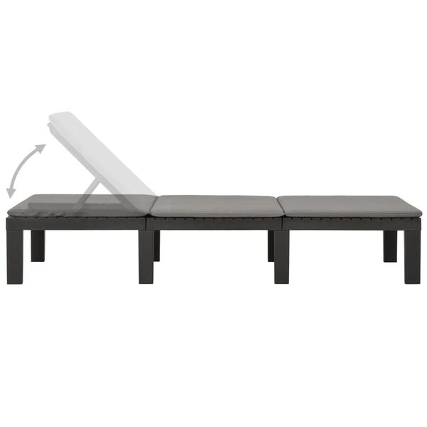 vidaXL Sun Lounger with Cushion Plastic Anthracite