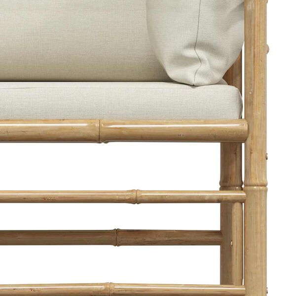 vidaXL 2 Piece Garden Lounge Set with Cream White Cushions Bamboo