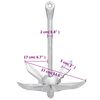vidaXL Folding Anchor with Rope Silver 3.2 kg Malleable Iron