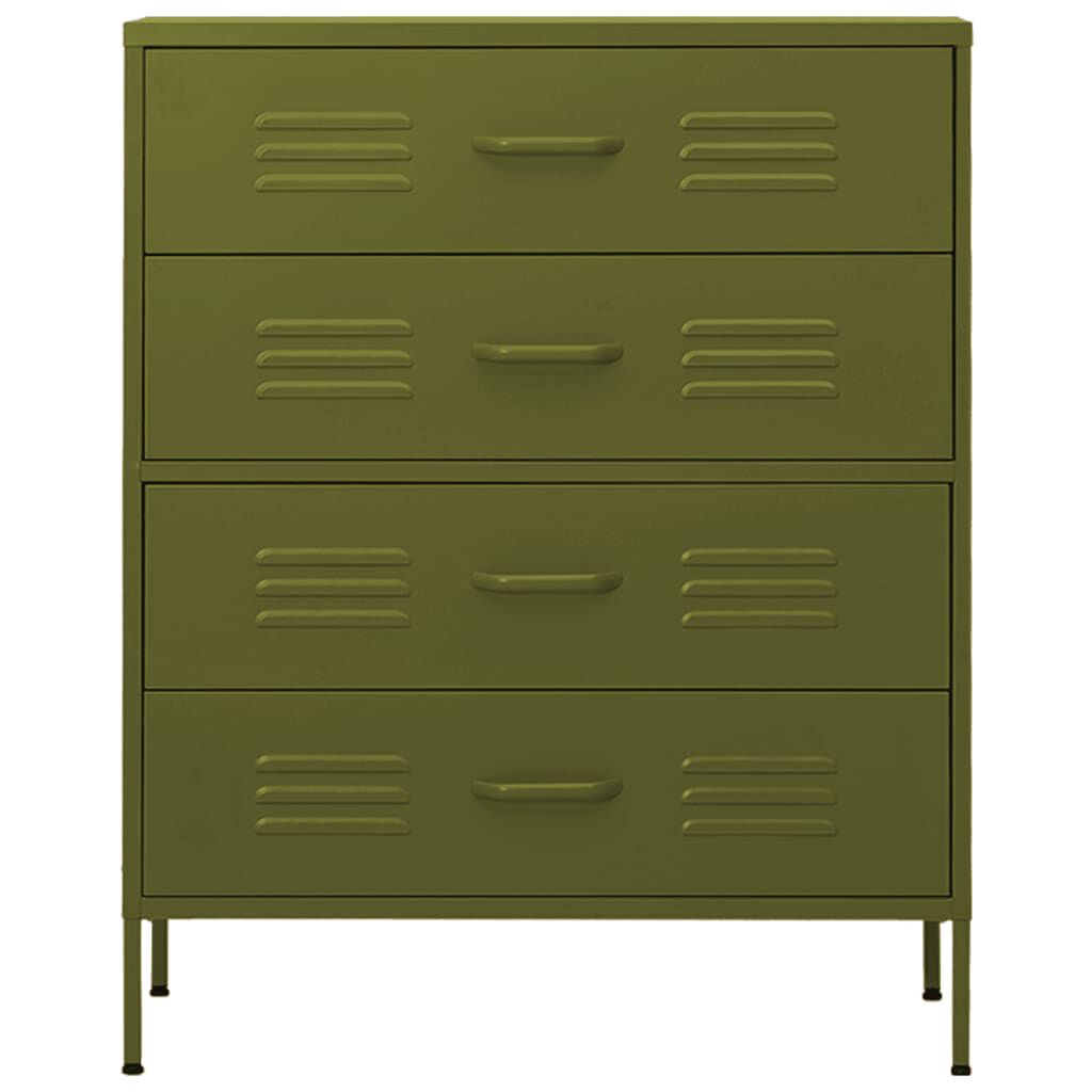 vidaXL Chest of Drawers Olive Green 80x35x101.5 cm Steel