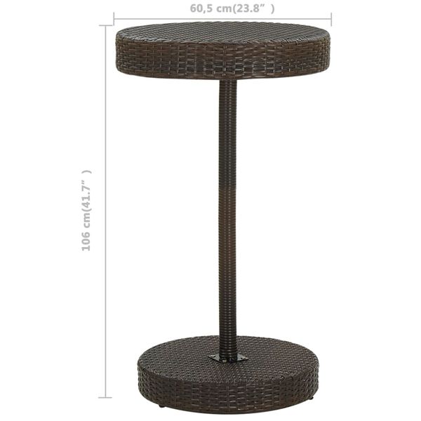 vidaXL 3 Piece Garden Bar Set with Cushions Poly Rattan Brown