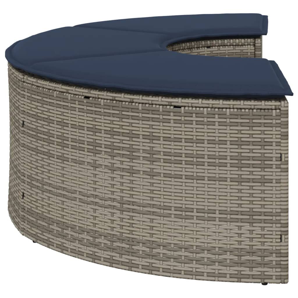 vidaXL Garden Footstool with Cushion Grey Poly Rattan