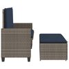 vidaXL Garden Bench with Cushions and Footstool Grey Poly Rattan
