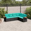 vidaXL 6 Piece Garden Sofa Set with Cushions Black Poly Rattan