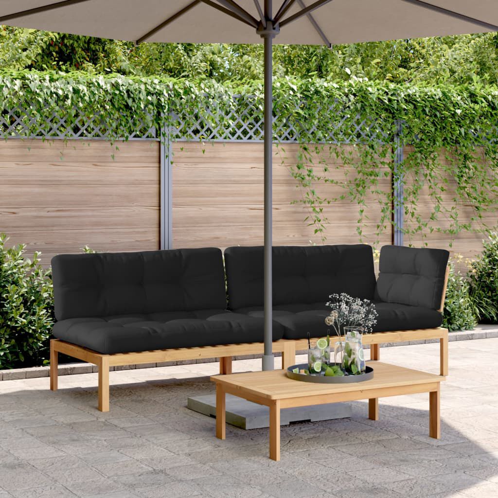 vidaXL 3 Piece Garden Pallet Sofa Set with Cushions Solid Wood Acacia