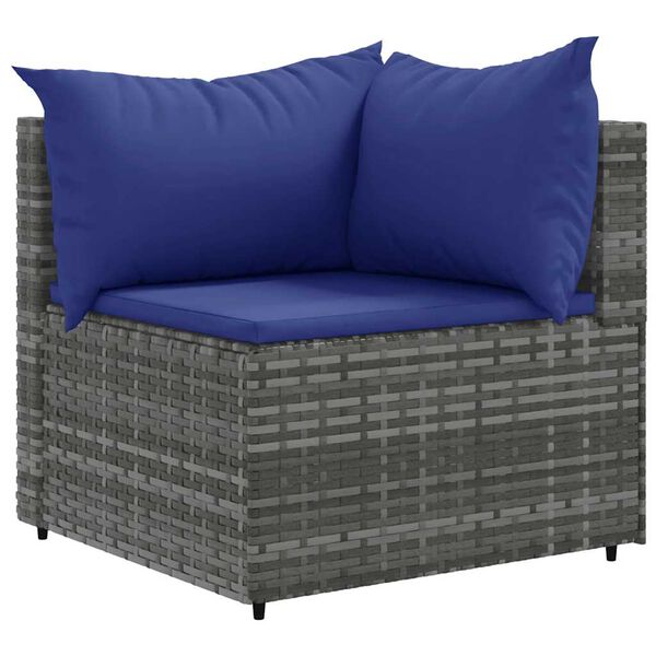 vidaXL 9 Piece Garden Lounge Set with Cushions Grey Poly Rattan