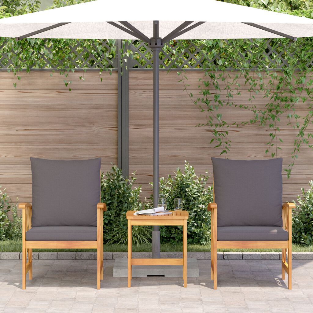 vidaXL 3 Piece Garden Lounge Set with Cushions Solid Acacia Wood