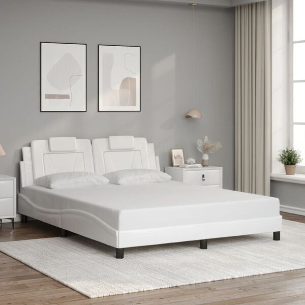 vidaXL Bed Frame "Viana" with LED without Mattress White 152x203 cm