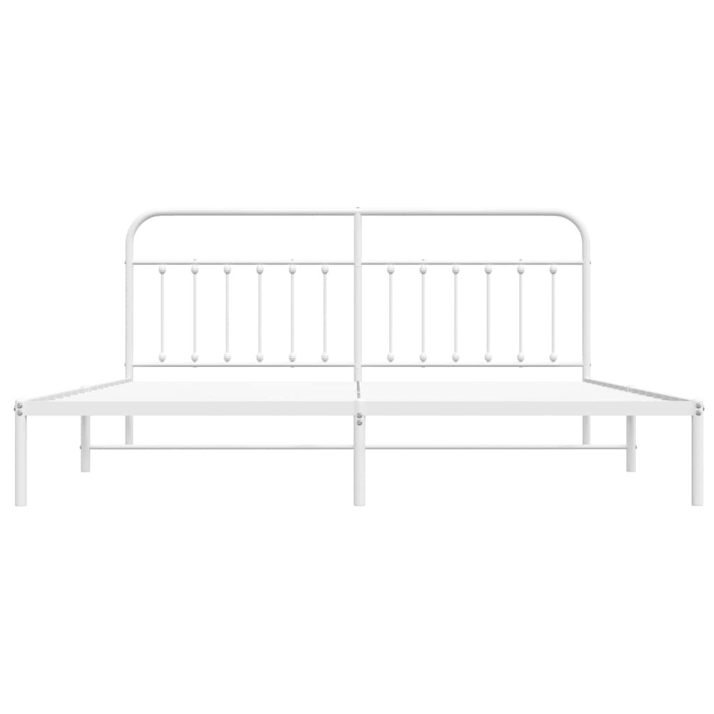 vidaXL Metal Bed Frame without Mattress with Headboard White 193x203cm