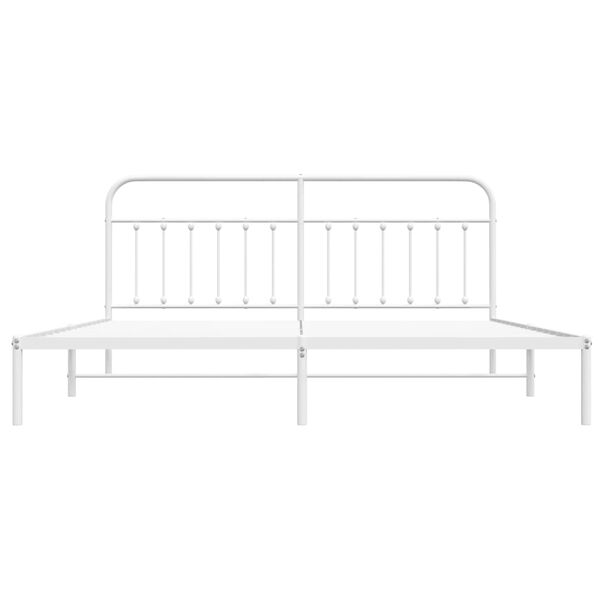 vidaXL Metal Bed Frame without Mattress with Headboard White 193x203cm