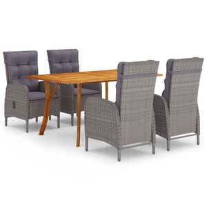 vidaXL 5 Piece Garden Dining Set Grey