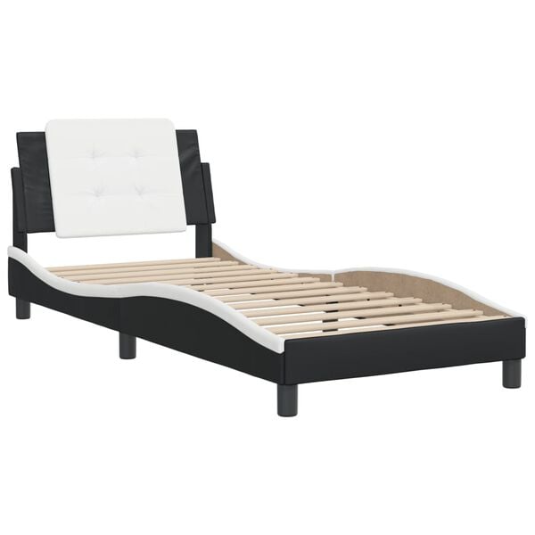 vidaXL Bed Frame without Mattress "Zadar" Black and White 100x203 cm Faux Leather