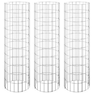 vidaXL Circular Gabion Raised Beds 3 pcs Galvanised Steel Ø30x100 cm