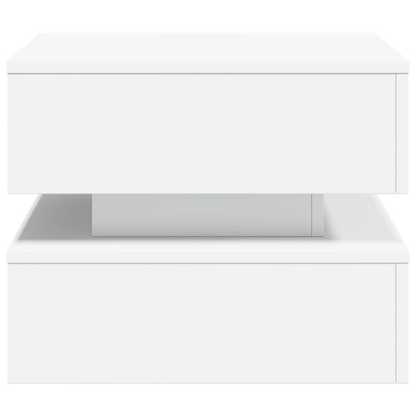 vidaXL Coffee Table with LED Lights White 50x50x40 cm