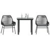 vidaXL 3 Piece Garden Dining Set with Cushions Black Poly Rattan Glass