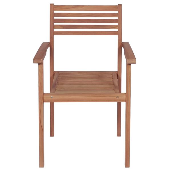 vidaXL Stackable Garden Chairs with Cushions 8 pcs Solid Teak Wood