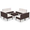 vidaXL 9 Piece Garden Lounge Set with Cushions Poly Rattan Brown