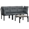vidaXL 4 Piece Garden Lounge Set Black and Grey Poly Rattan