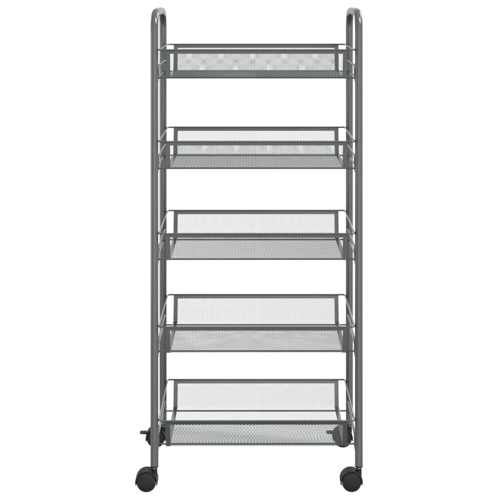 vidaXL 5-Tier Kitchen Trolley Grey 46x26x105 cm Iron