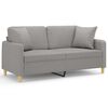 vidaXL 2-Seater Sofa with Pillows&Cushions Light Grey 140 cm Fabric