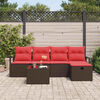 vidaXL Sofa Set with Cushion Manual 6 pcs Brown and Red Poly Rattan