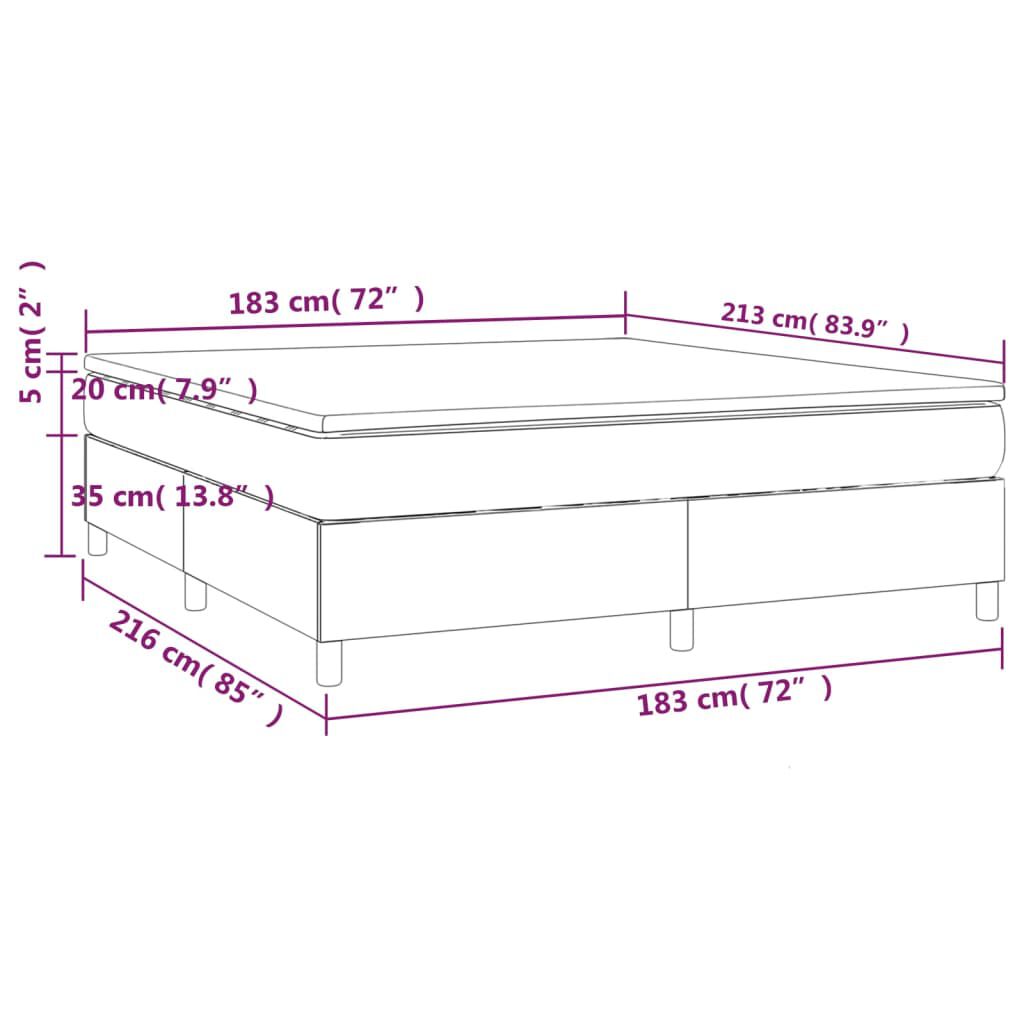vidaXL Box Spring Bed with Mattress Light Grey 183x213 cm California King Velvet