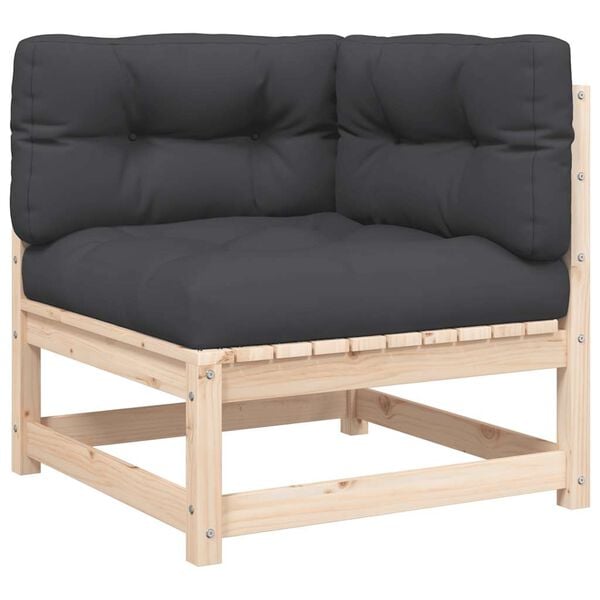 vidaXL Garden Sofa with Cushions 2-Seater Solid Wood Pine
