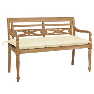 vidaXL Batavia Bench with Cream White Cushion 120 cm Solid Teak Wood