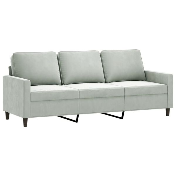 vidaXL 3 Piece Sofa Set with Cushions Light Grey Velvet