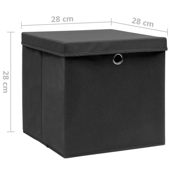 vidaXL Storage Boxes with Covers 4 pcs 28x28x28 cm Black