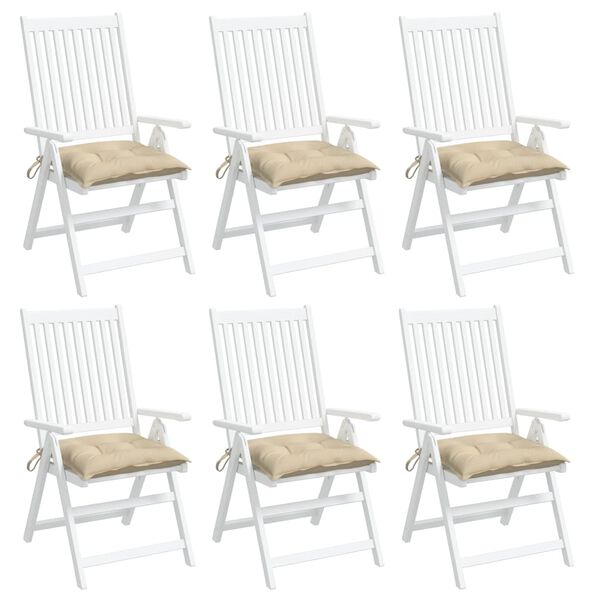 vidaXL Chair Cushions 6 pcs Beige 50x50x7 cm Oxford Fabric