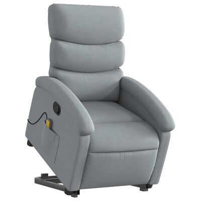 vidaXL Stand up Massage Recliner Chair Light Grey Fabric