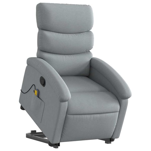 vidaXL Stand up Massage Recliner Chair Light Grey Fabric