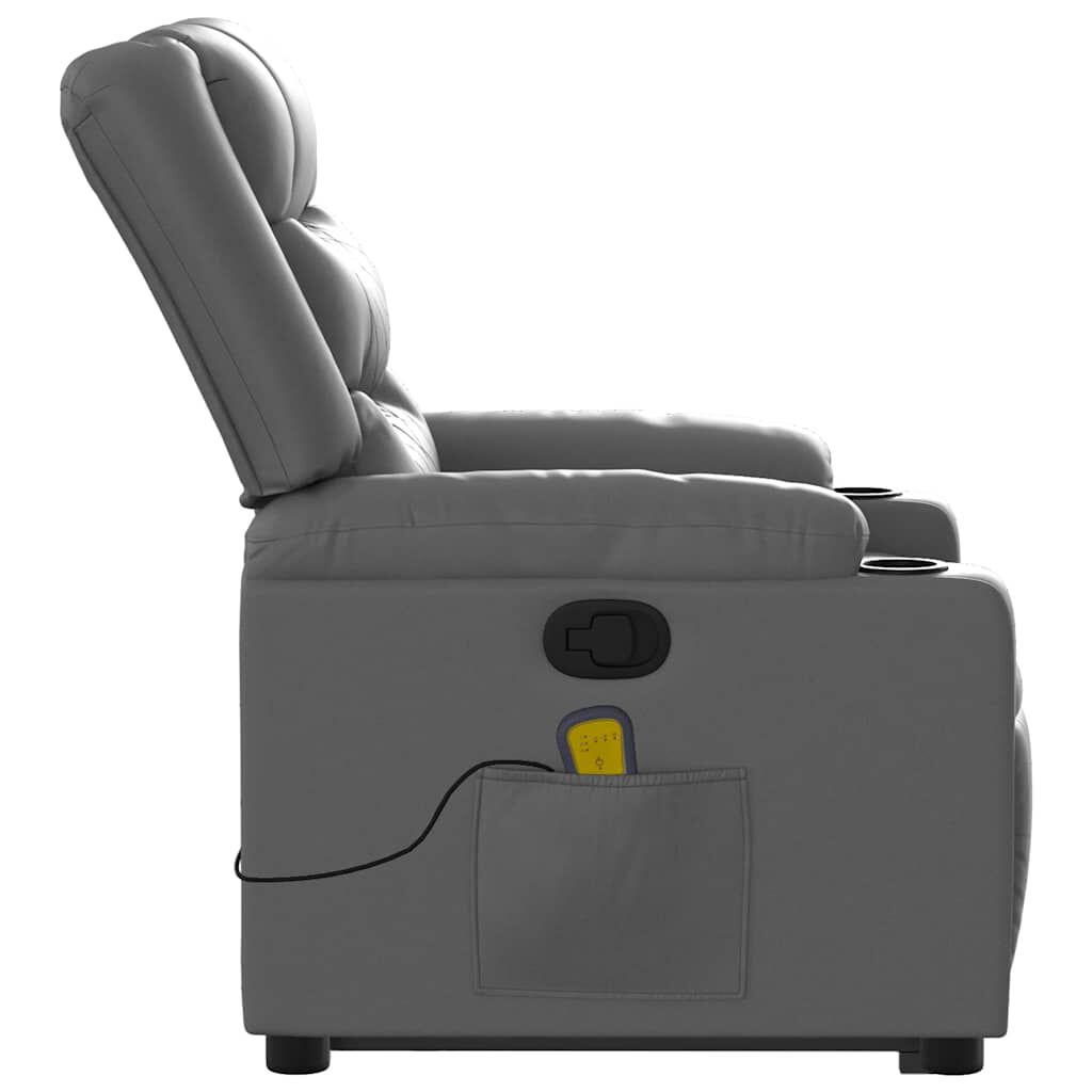 vidaXL Stand up Massage Recliner Chair Grey Faux Leather