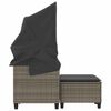 vidaXL Garden Sofa 2-Seater with Canopy and Stools Grey Poly Rattan