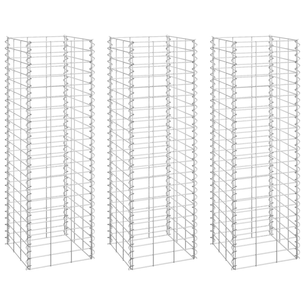 vidaXL Gabion Raised Beds 3 pcs 30x30x100 cm Iron