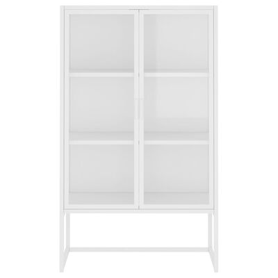 vidaXL Highboard White 80x35x135 cm Steel and Tempered Glass