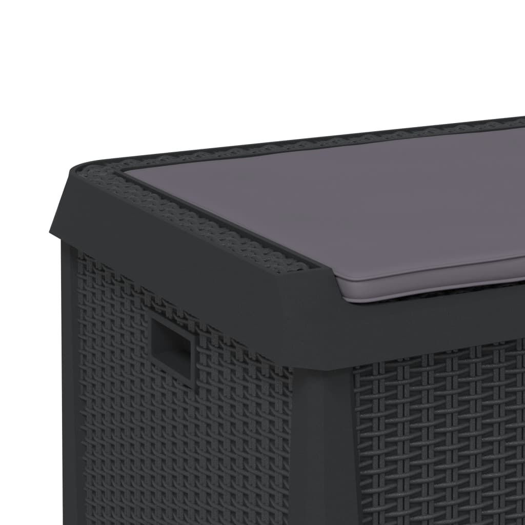 vidaXL Garden Storage Box with Seat Cushion Anthracite 125 L PP