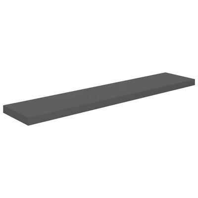 vidaXL Floating Wall Shelf High Gloss Grey 120x23.5x3.8 cm MDF