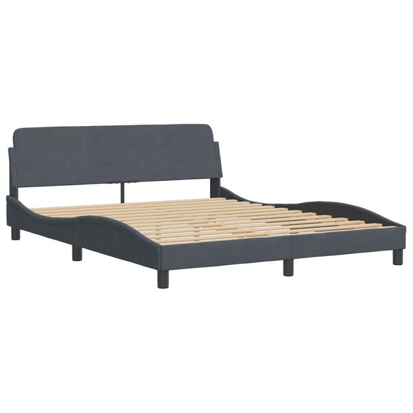 vidaXL Bed Frame "Dover" Dark Grey 152x203 cm Queen Velvet