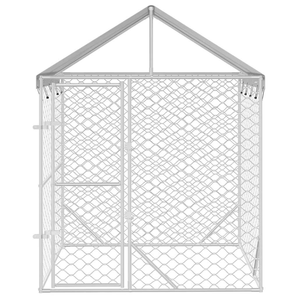 vidaXL Outdoor Dog Kennel with Roof Silver 2x2x2.5 m Galvanised Steel