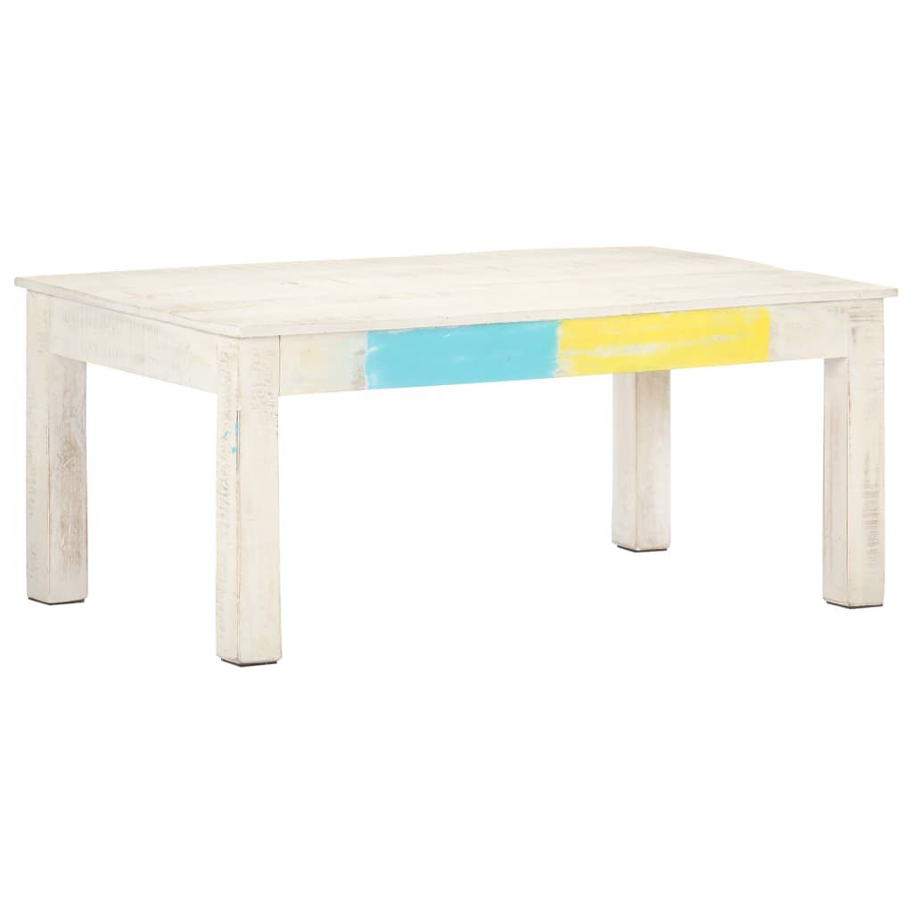 vidaXL Coffee Table White 110x60x45 cm Solid Mango Wood
