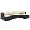 vidaXL 6 Piece Garden Lounge Set with Cushions Black Poly Rattan