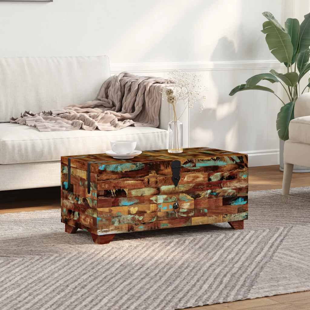 vidaXL Coffee Table Box Chest Solid Reclaimed Wood 80x40x35 cm