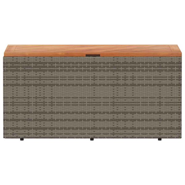 vidaXL Garden Storage Box Grey 110x50x54 cm Poly Rattan Acacia Wood