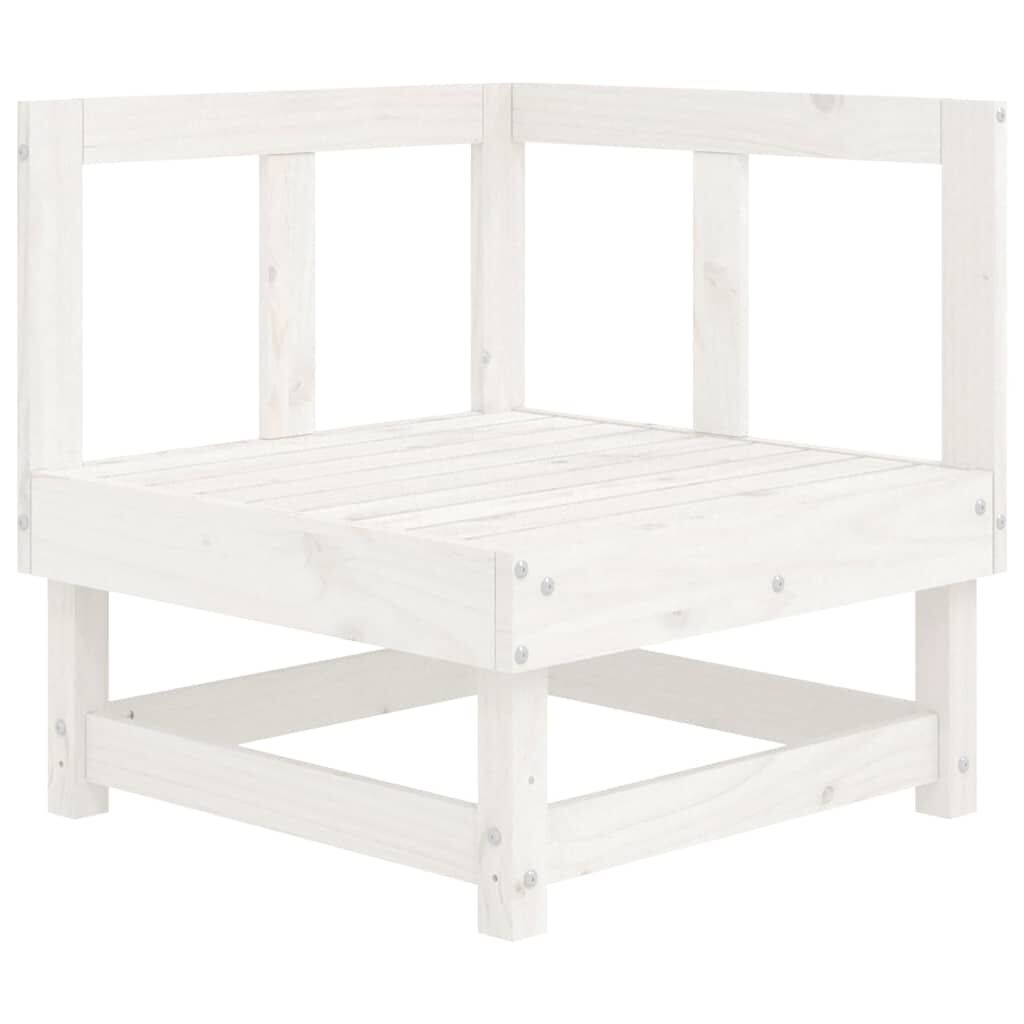 vidaXL Corner Sofa with Cushions White Solid Wood Pine