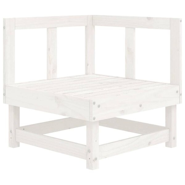 vidaXL Corner Sofa with Cushions White Solid Wood Pine