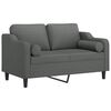 vidaXL 2-Seater Sofa with Throw Pillows Dark Grey 120 cm Fabric