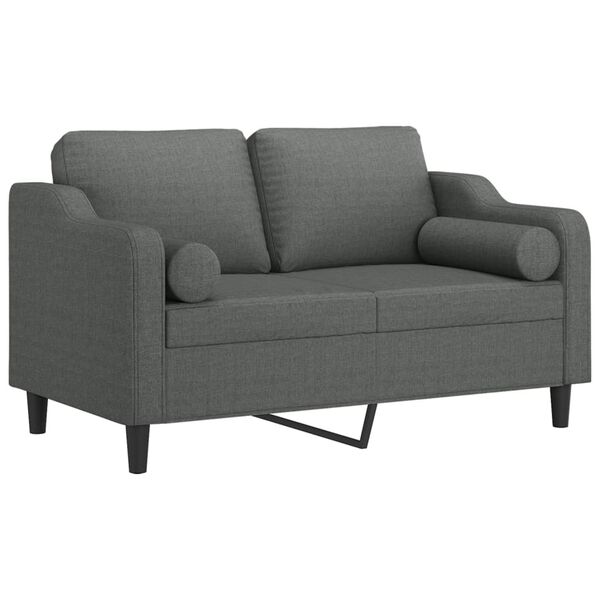 vidaXL 2-Seater Sofa with Throw Pillows Dark Grey 120 cm Fabric